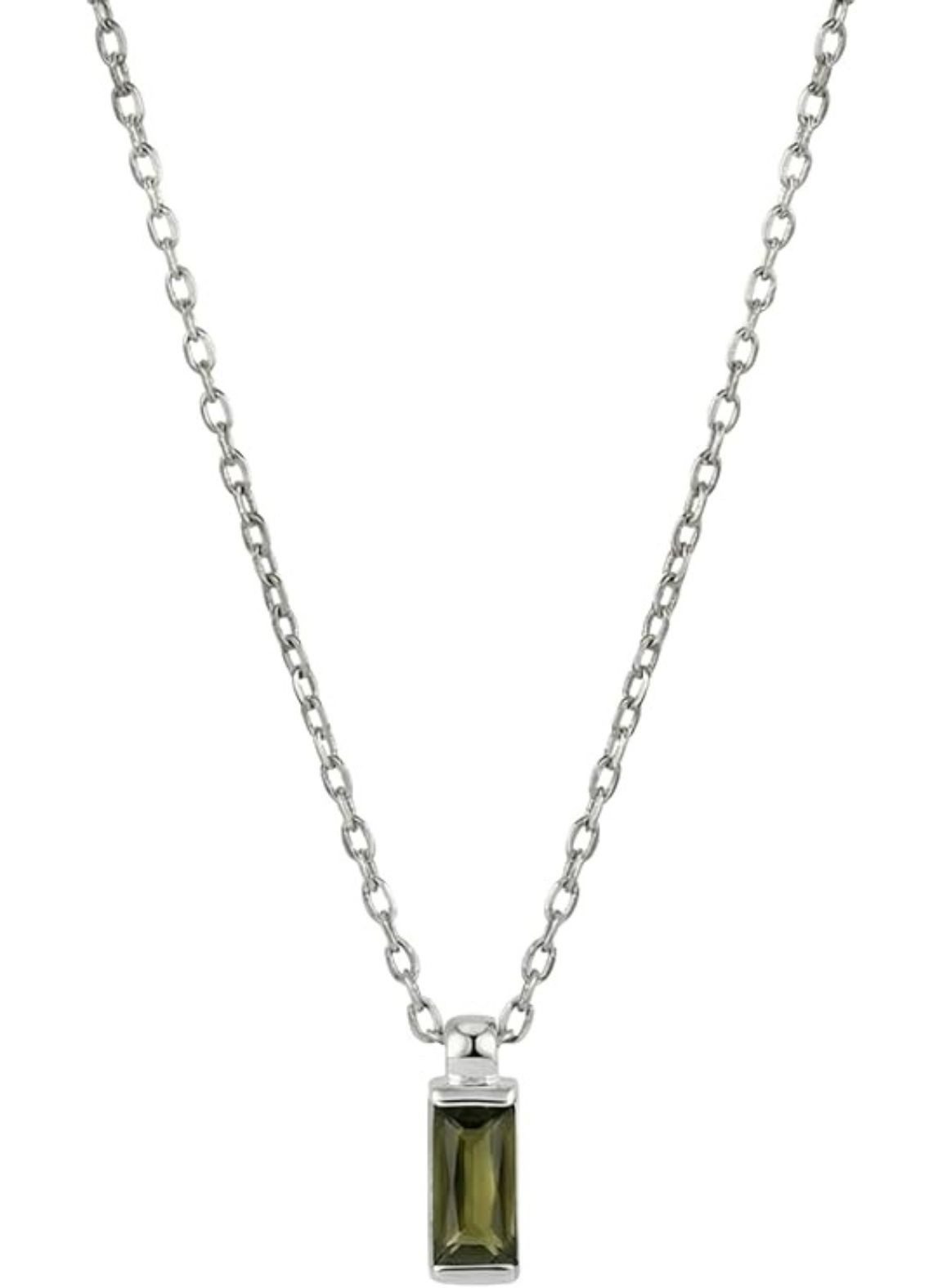 Charm-Kette Halskette grünem Stein 925 Sterling Silber