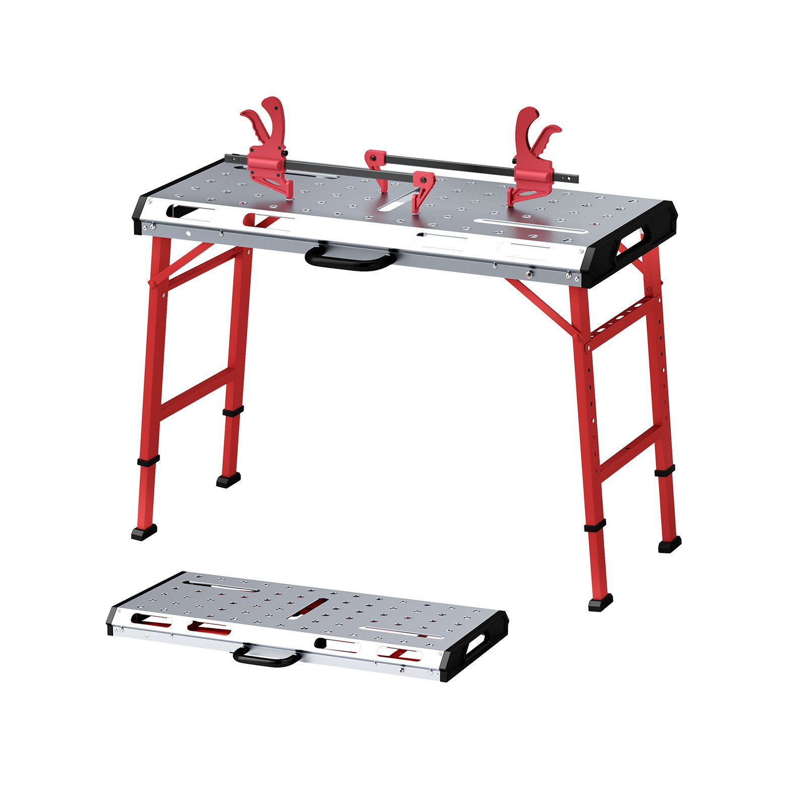 COSTWAY Werkbank, mit 2 Stangenklemmen & Tragegriff höhenverstellbar bis 450kg