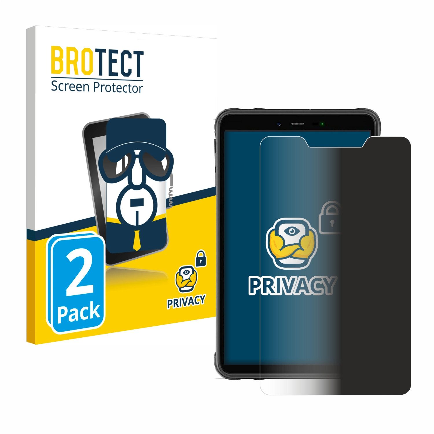 BROTECT Displayschutzfolie Sichtschutzfolie für Ulefone Armor Pad 8, 2 Stück, Anti-Spy Privacy Sichtschutz Blickschutzfolie Blaulicht-Schutz