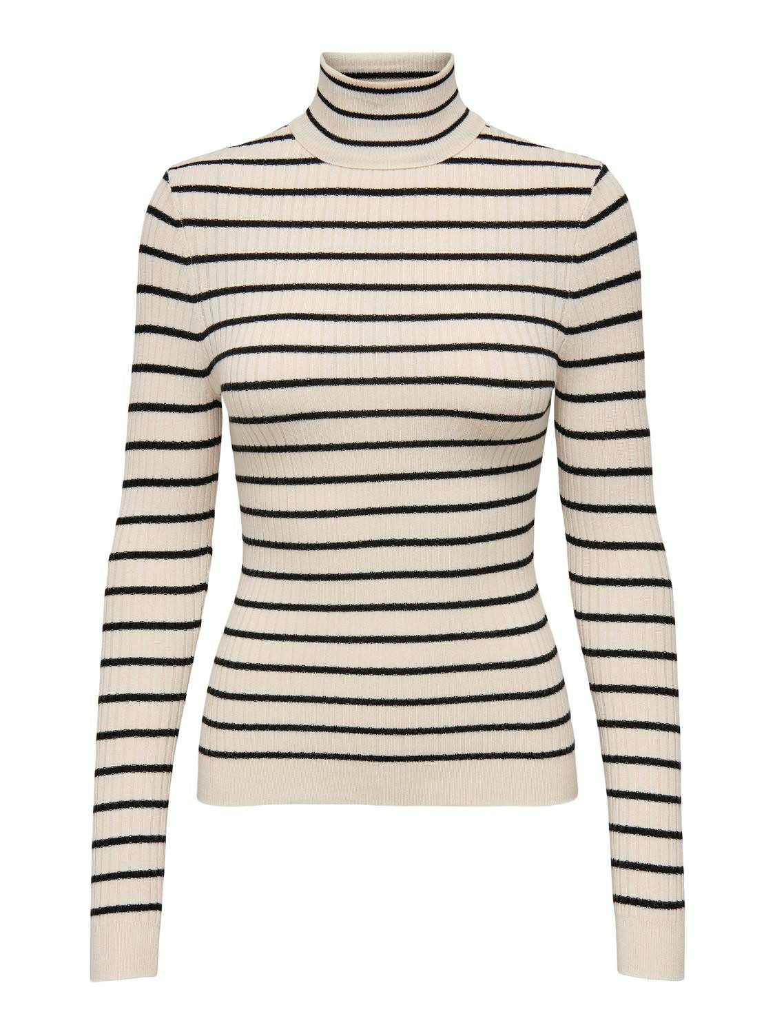 ONLY Strickpullover Slim Fit Rollkragen Strickpullover für (1-tlg) Slim fit Rundhals gestreift wärmend Ohne Verschluss