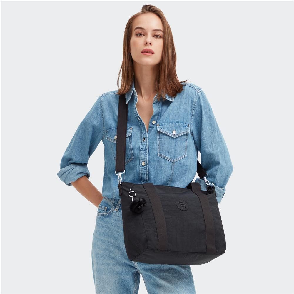 KIPLING Umhängetasche ASSENI S, kleine Tote Bag, Black Noir (schwarz), Handtasche mit Schultergurt