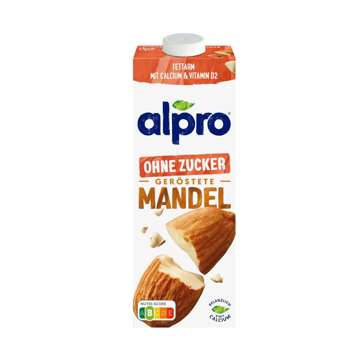 Alpro Milchmischgetränk, Alpro Mandeldrink ohne Zucker geröstet fettarm mit Calcium 1000 ml