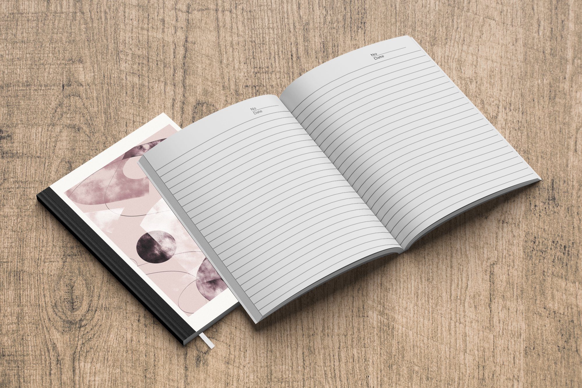 Abstrakt Pastell - Notizheft, Journal, MuchoWow A5, 98 Merkzettel, Formen - Schwarz, Notizbuch Tagebuch, Seiten, Haushaltsbuch -