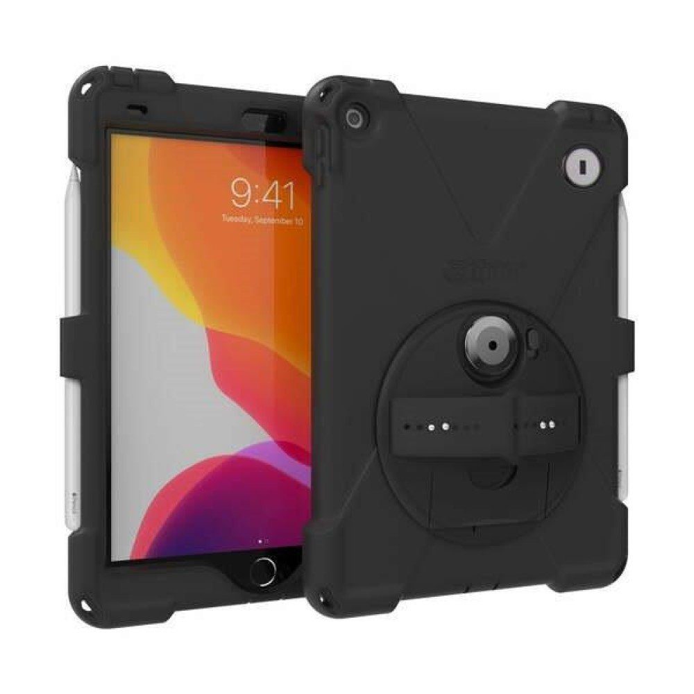 The Joy Factory Tablet-Hülle aXtionTMbold MPS für iPad 10.2, Schutzhülle  schwarz Silikon Tablet Hülle drehbare Handschlaufe, Stoßfester  Militärstandard und spritzwassergeschützt
