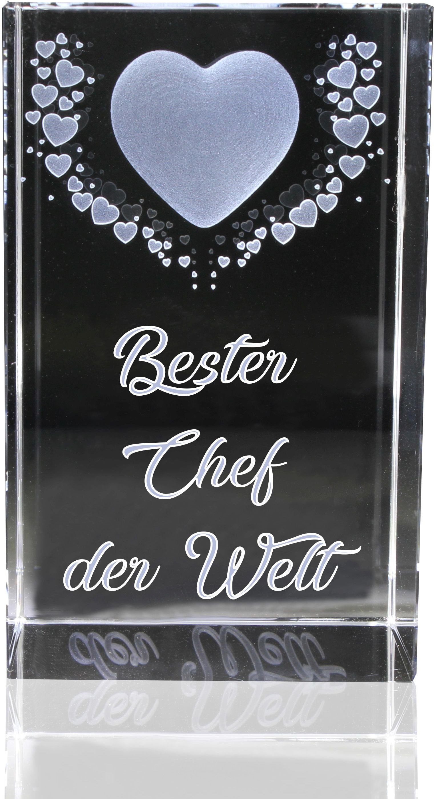 VIP-LASER Dekofigur Herzen VIP-LASER der Kristall Motiv: Fliegende Geschenkbox, Germany, Familienbetrieb in Made Hochwertige We, Bester Chef 3D