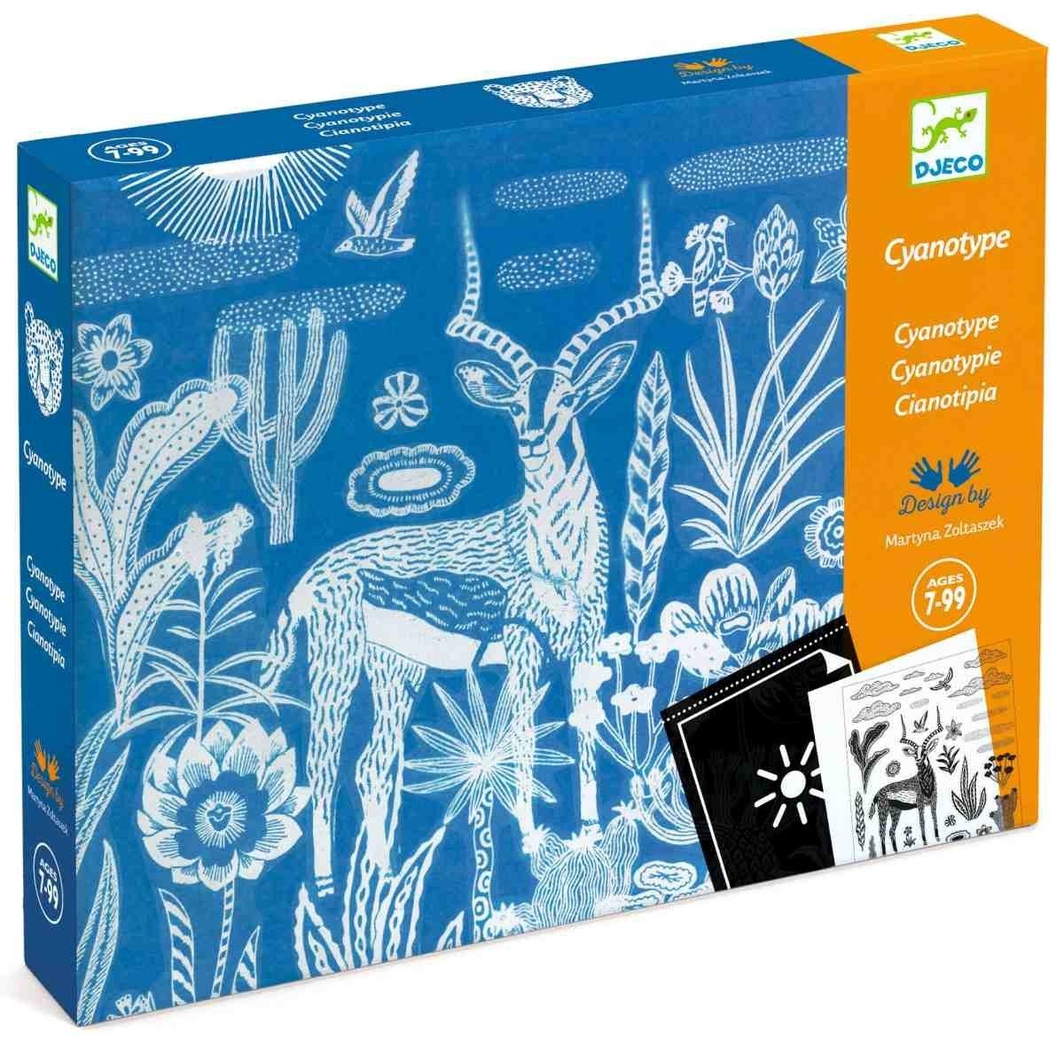DJECO Kreativset Workshop Blaudruck: Savanne bei Nacht Kreativset für Kinder