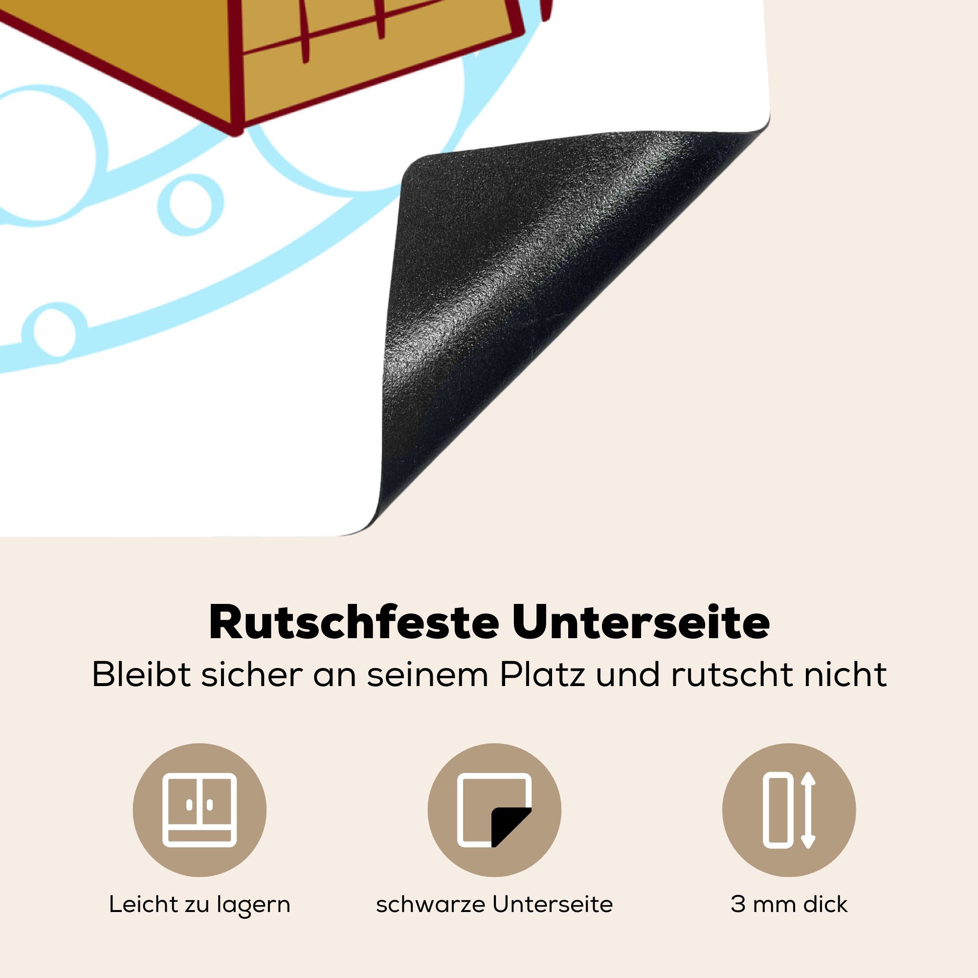 Ceranfeldabdeckung, Vinyl, der cm, mit im küche Arbeitsplatte MuchoWow Kreisen Herdblende-/Abdeckplatte blauen (1 tlg), für Bridge Illustration Tower Hintergrund, 78x78