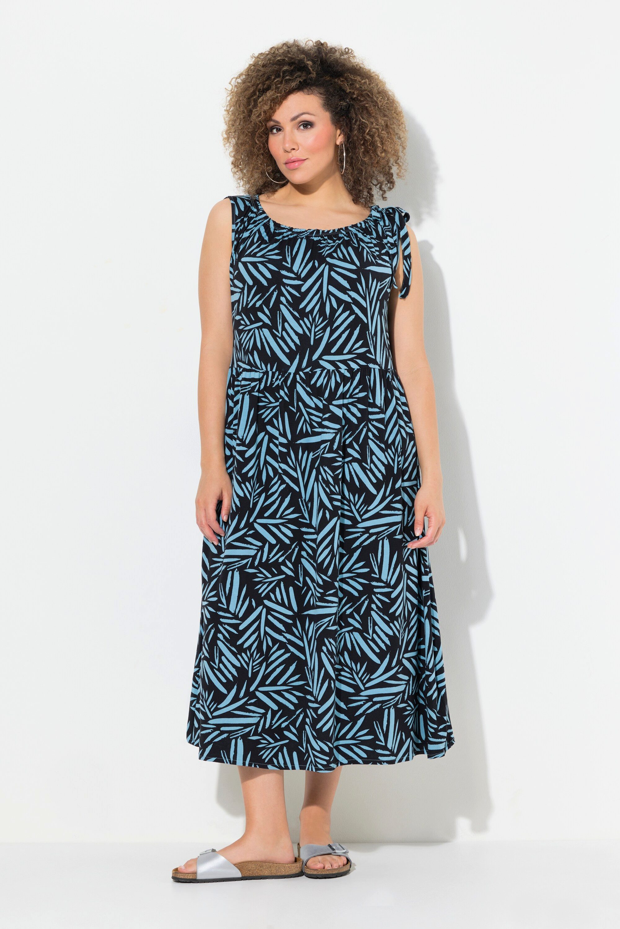 Ulla Popken Midikleid Jerseykleid geraffter Ausschnitt günstig online kaufen