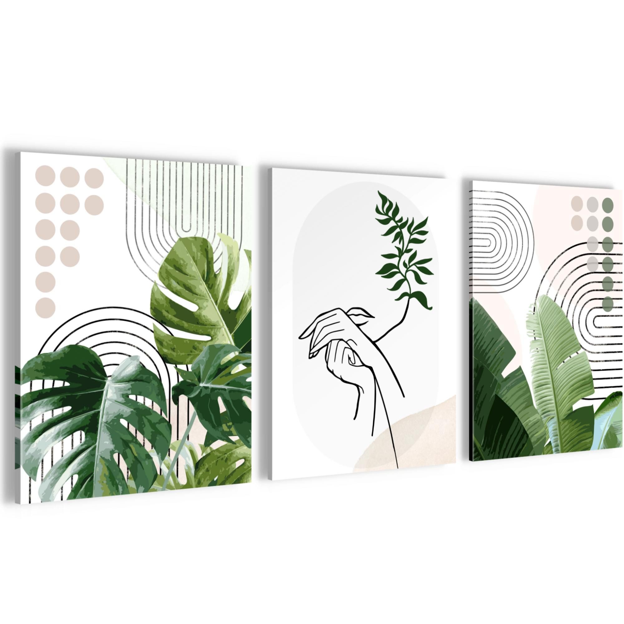 Novart XXL-Wandbild Wandbilder Wohnzimmer Modern Abstrakt Figuren Blätter