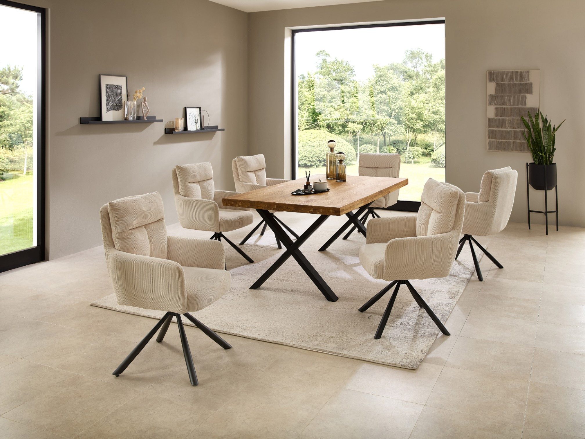 moebel-dich-auf Esszimmer-Set CAPRI-X, (Esszimmer Set, 1 Esstisch Eiche massiv geölt, 6 Стулья), 180 x 100 cm