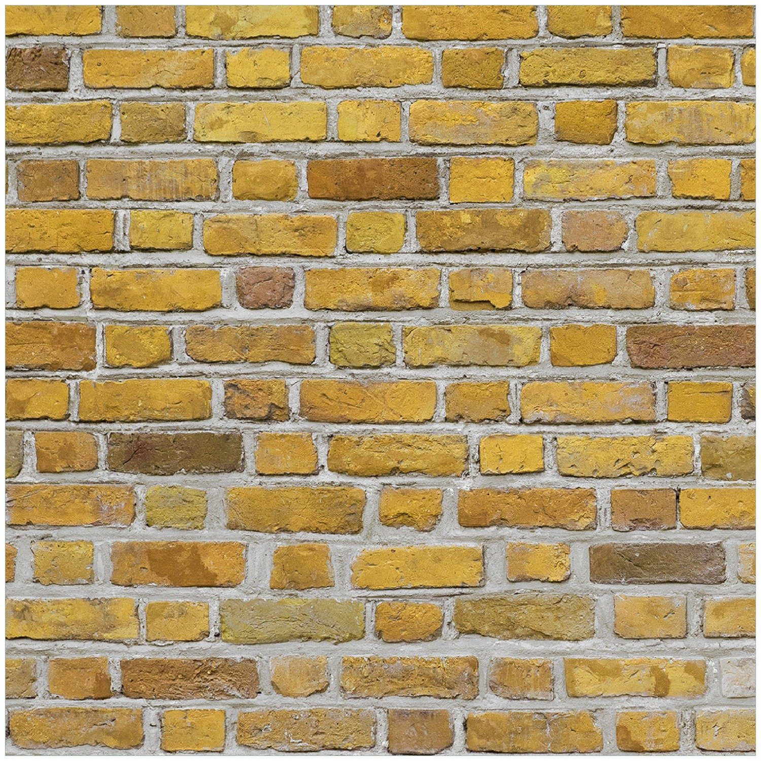 Wallario Memoboard Ziegelsteinwand in gelb - Backsteine