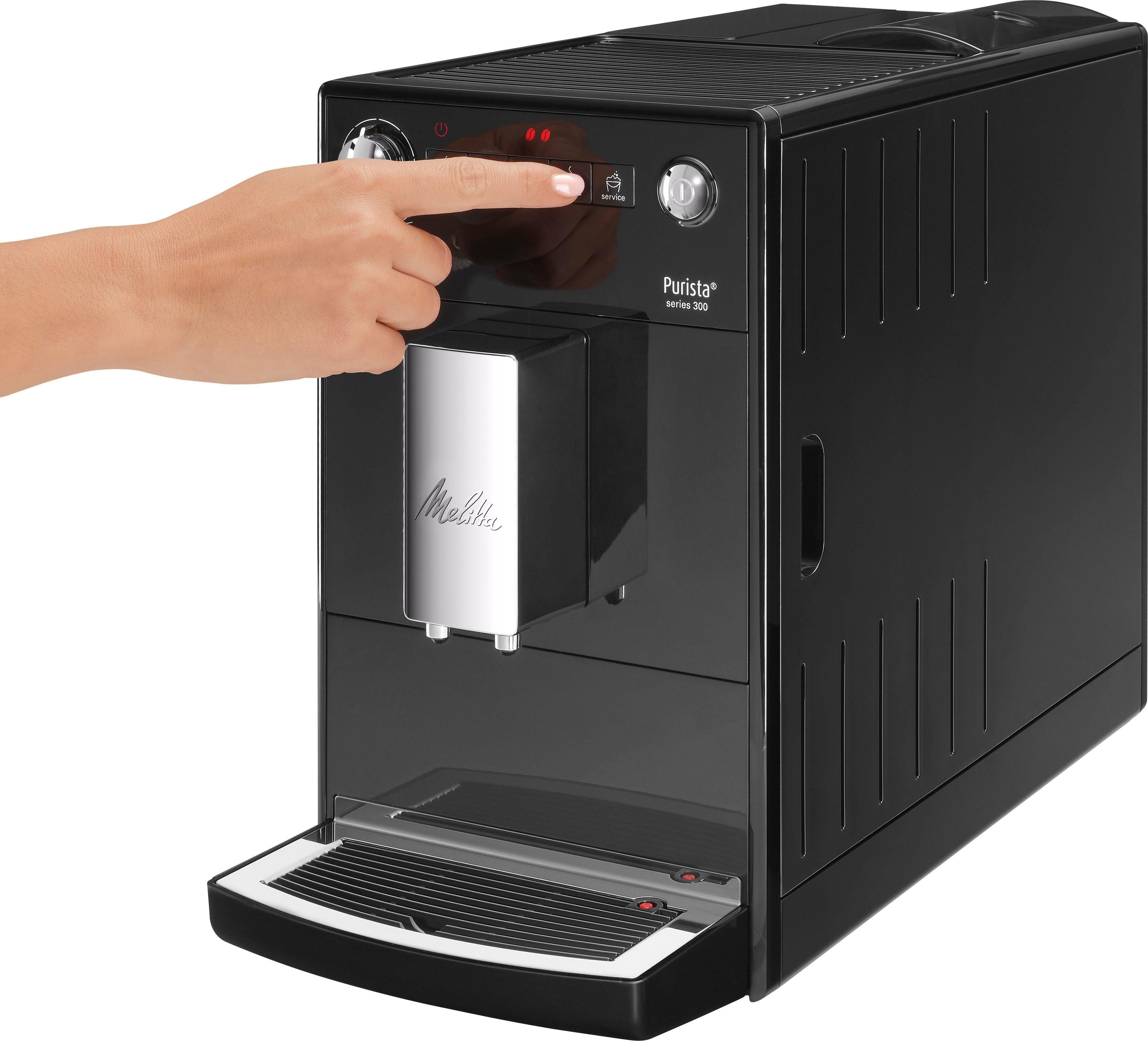 Melitta extra leise Kaffeevollautomat Purista® & kompakt schwarz, F230-102, Lieblingskaffee-Funktion,
