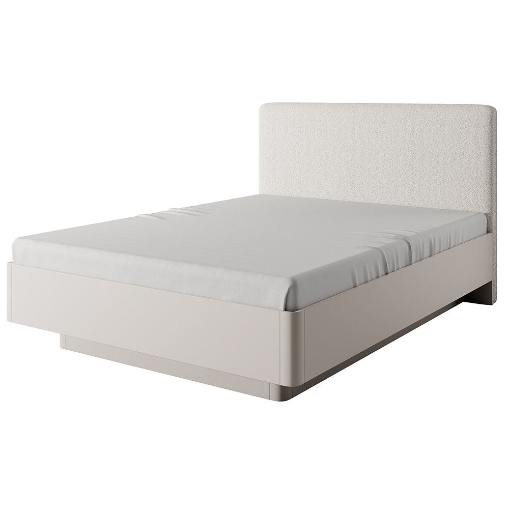 Lomadox Bettgestell LANGON-167, beige, 1601x200 cm Liegefläche, mit Stauraum & gepolstertem Kopfteil