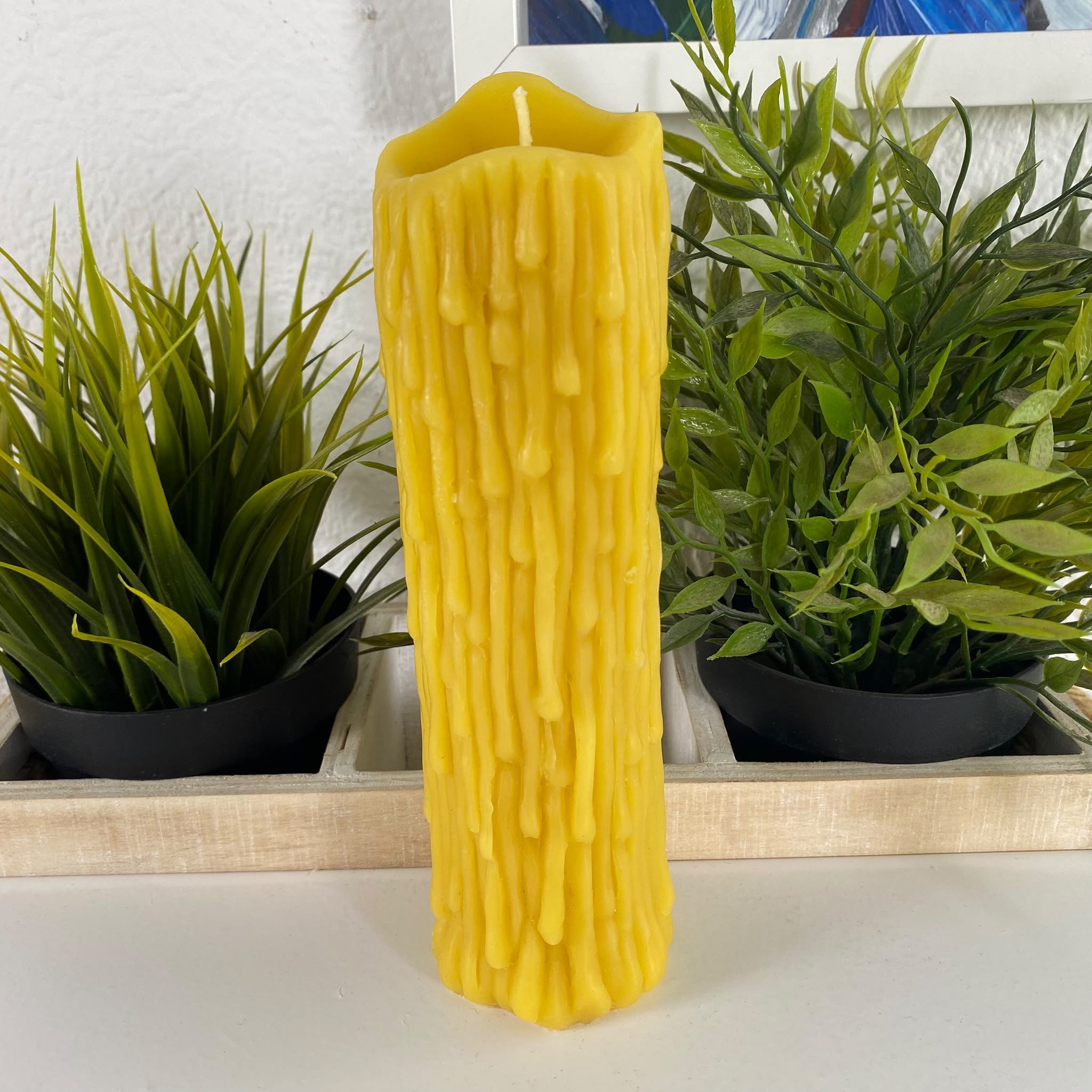 Aspinaworld Bienenwachskerze Stumpenkerze 18,5 cm natur – mit Wachstropfen-Optik (1-tlg) – Bild 2 von 5