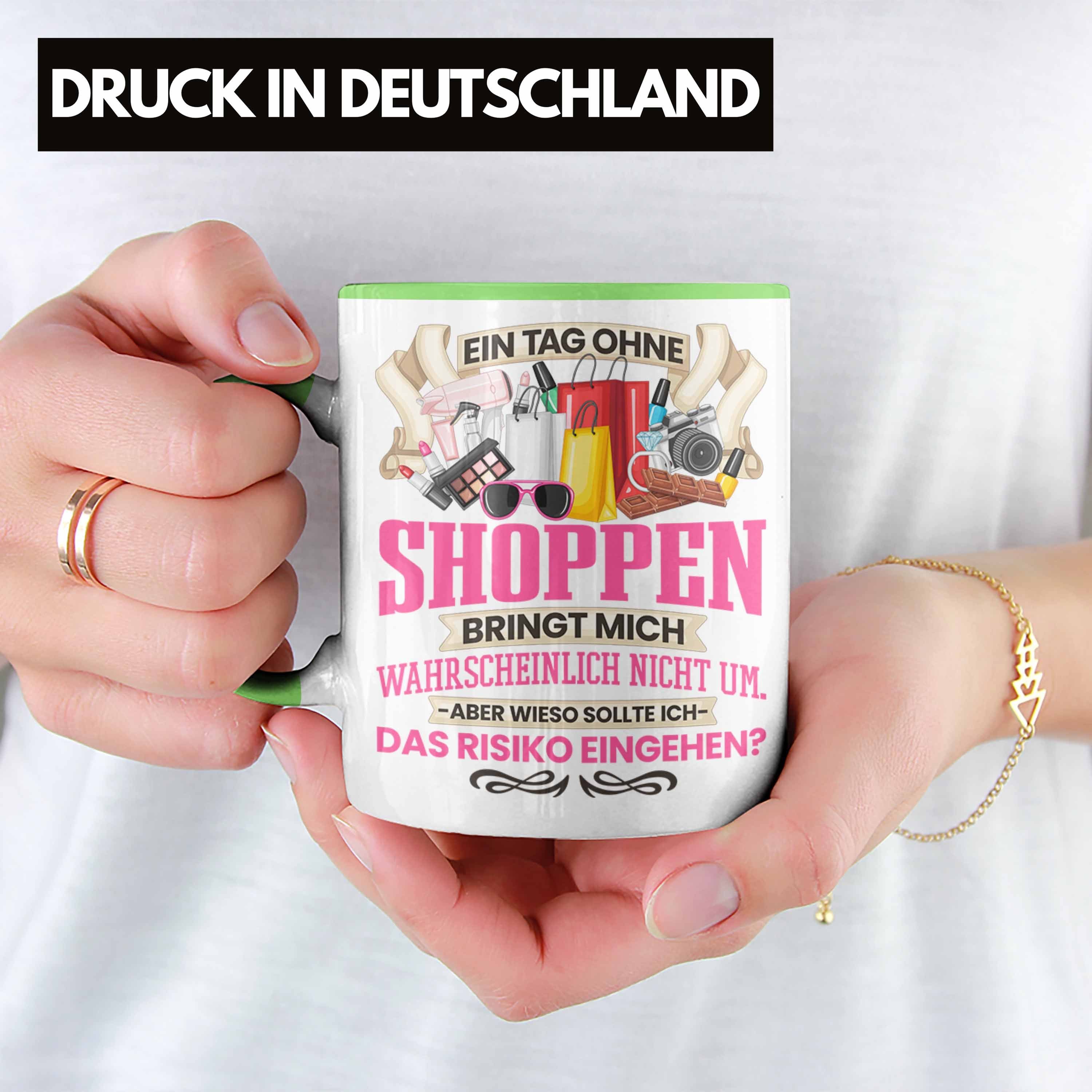 Frauen Shoppen Grün Geschenkidee - Trendation Trendation Tasse Tasse Shopping-Sucht Geschenk