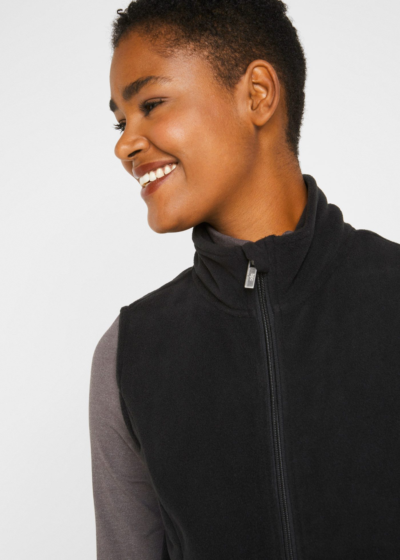 bonprix Fleeceweste aus Fleece, mit Reißverschlusstaschen, mit Stehkragen, unifarben