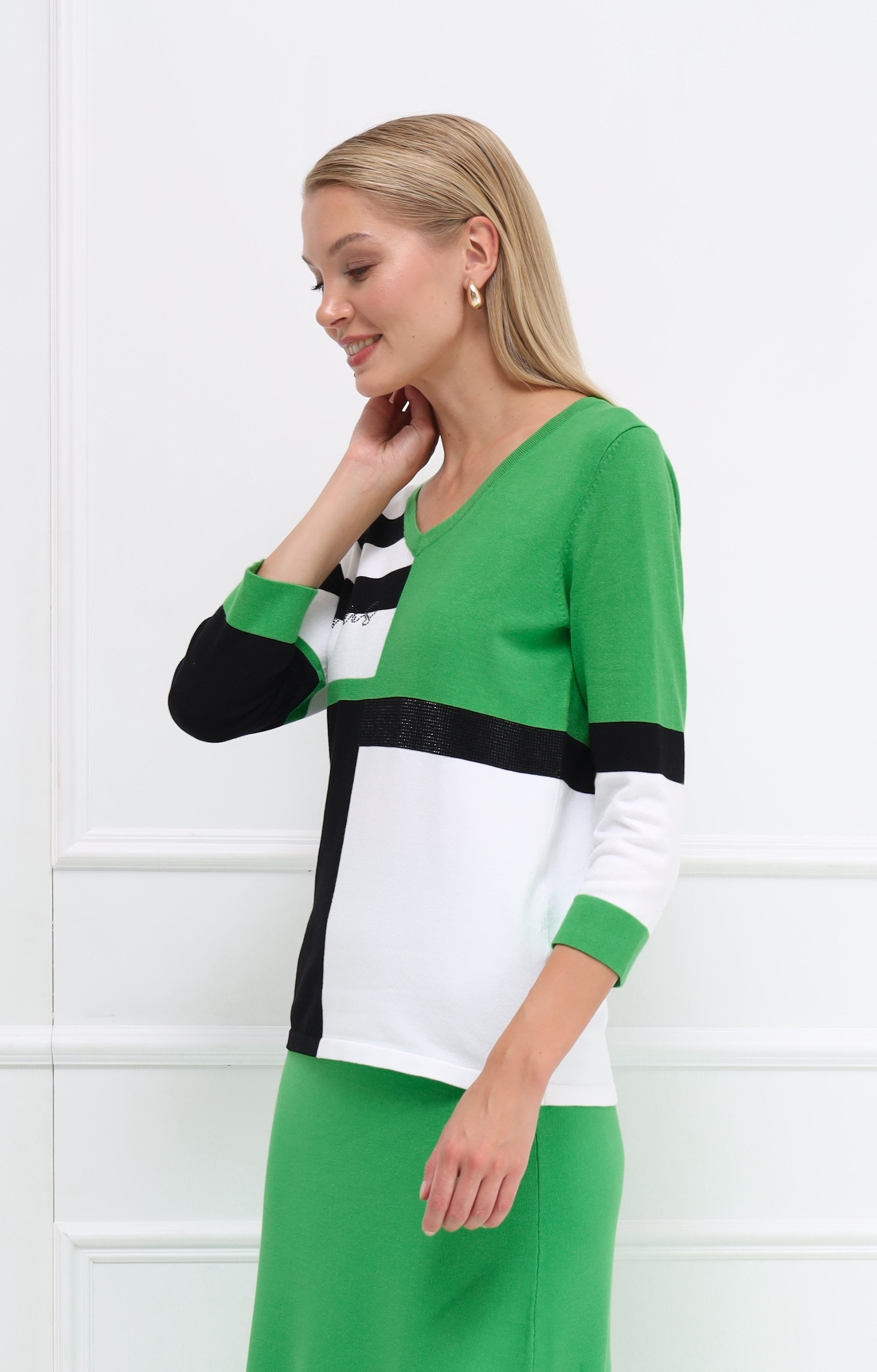 Passioni Strickpullover im Color Block-Design mit günstig online kaufen