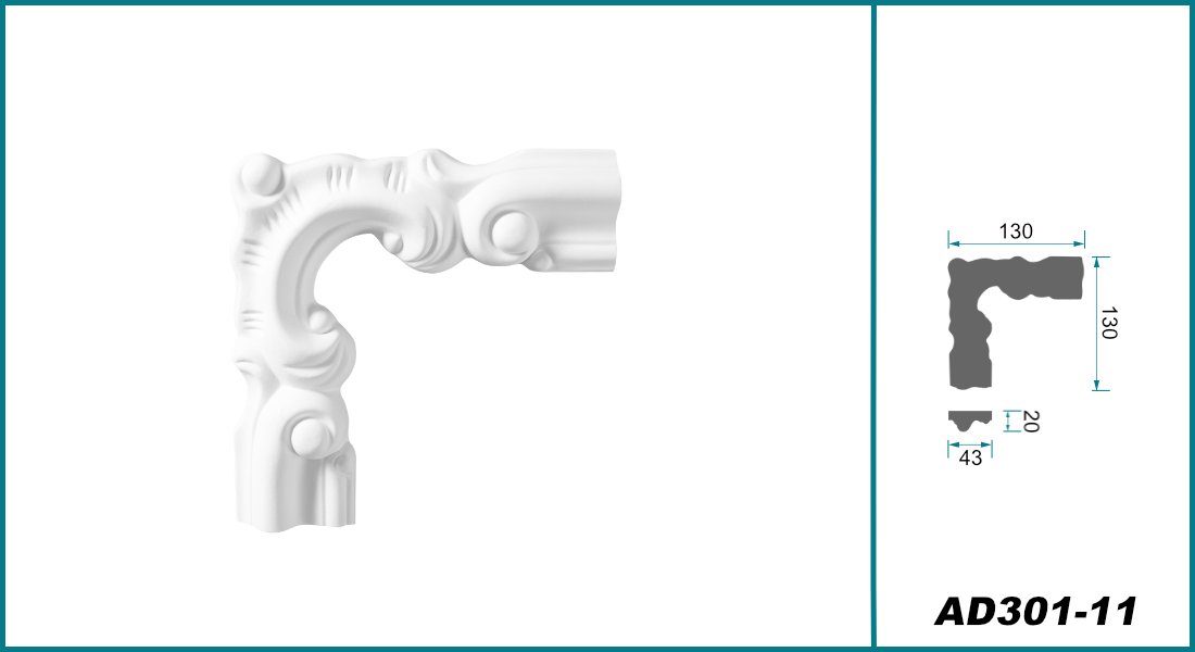 Hexim Perfect Stuckleiste AD301-11, Wand- und Deckenumrandung aus PU - Segment als Ergänzung zur Flachleiste, hart & stoßfest, weiß - Spiegelrahmen