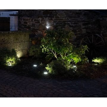 etc-shop Gartenstrahler, LED-Leuchtmittel fest verbaut, Kaltweiß, 4x LED Solar Leuchten Außen Erdspieß Strahler Garten Weg Spot Steck