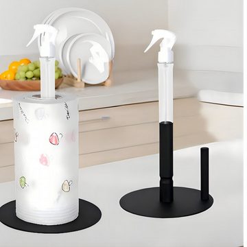 HYIEAR Küchenrollenhalter Schwarzer Rollenhalter mit Sprühflasche, Ofenhandschuhe, (2 Stück), (2-St), Edelstahl-Papierhandtuchhalter, Spiral-Design bei Handschuhen