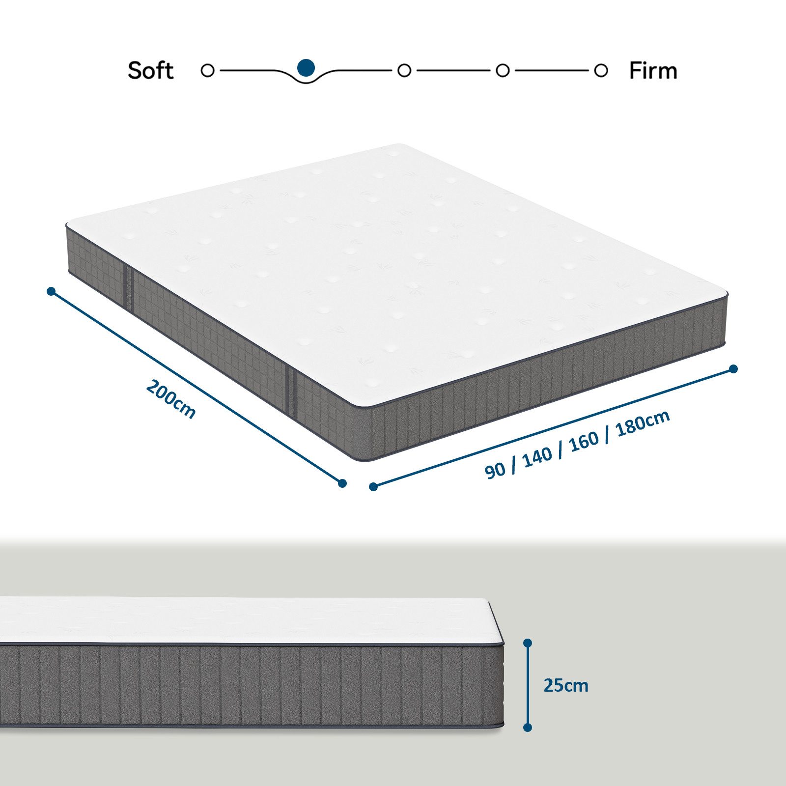 Taschenfederkernmatratze 25cm H3 - 7-Zonen mit Diatomenschaum & orthopädisc günstig online kaufen