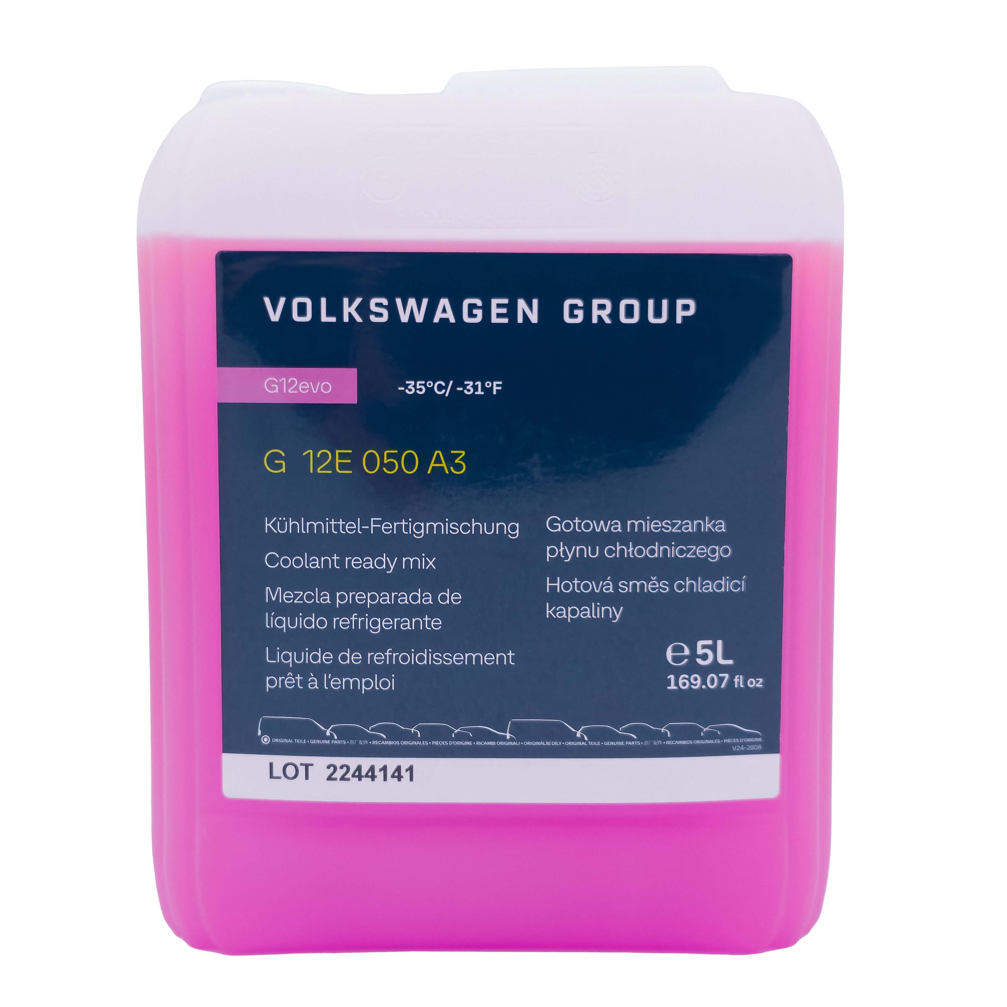 Volkswagen Kühlerschutzmittel original VW G12E050A3, bis -35 °C, 5 l, Kühlmittel Fertigmischung, Frostschutzmittel, Ready mix, G12evo