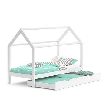 VitaliSpa® Kinderbett Hausbett Gästebett 90x200cm WIKI Weiß Schublade