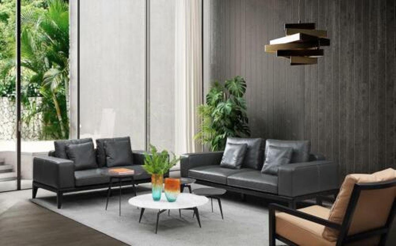 JVmoebel Sitz Set Sofa Luxus Polster Textil Italy Designer Leder Garnitur Wohnzimmer-Set, 2+2