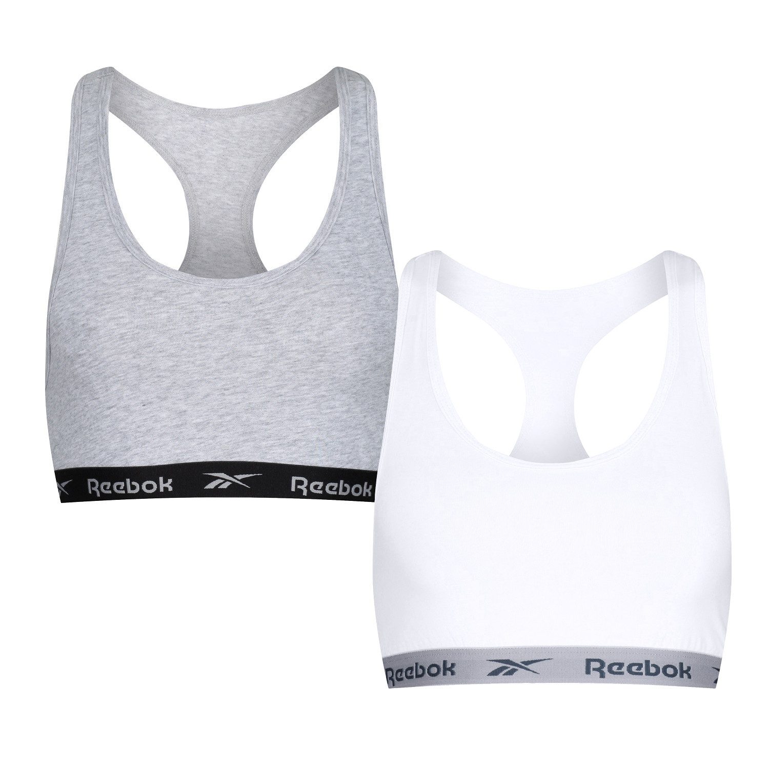 Reebok Bustier FRANKIE (2er-Pack) breite Träger, ohne Verschluss, ohne Bügel, mit Logo, Baumwollmix