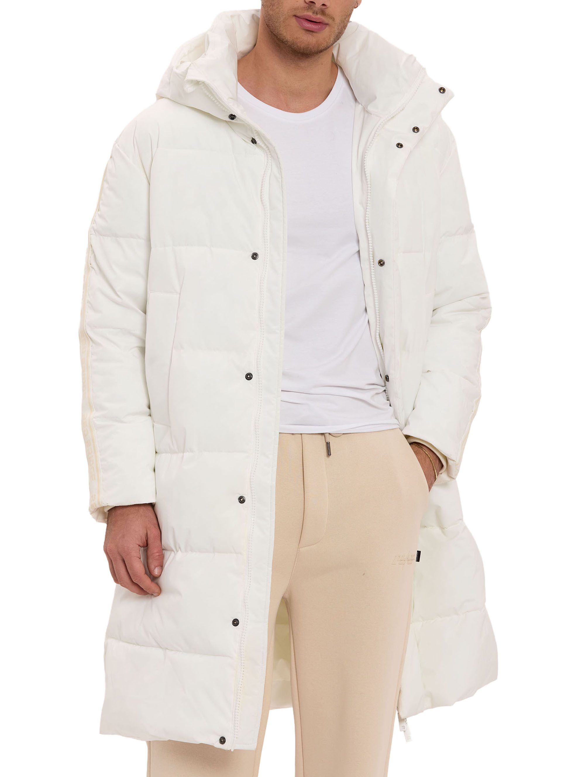 RedBridge Winterjacke mit Kapuze Langer Steppmantel warm leicht Casual Zwei-Wege-Reißverschluss mit Druckknopfleiste – flexibel und winddicht – Bild 4 von 5