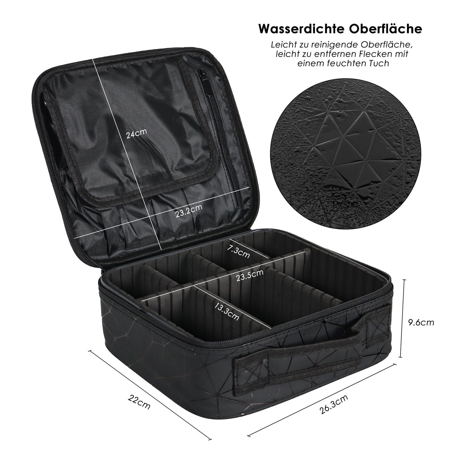 Portable Aufbewahrung Make Makeup Tasche 1-tlg., Wasserdicht Schwarz Tasche, Up Schmink Kosmetische Schminktasche Organizer,Kosmetiktasche Reise Kosmetik-Koffer CALIYO Box