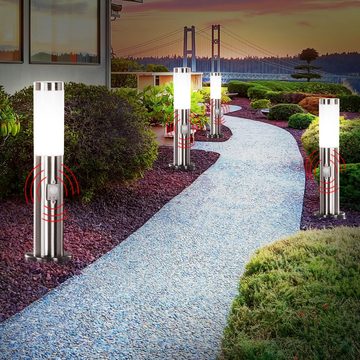 etc-shop LED Außen-Stehlampe, Leuchtmittel inklusive, Warmweiß, 4x LED Außenleuchte Sockelleuchten Garten-Lampe