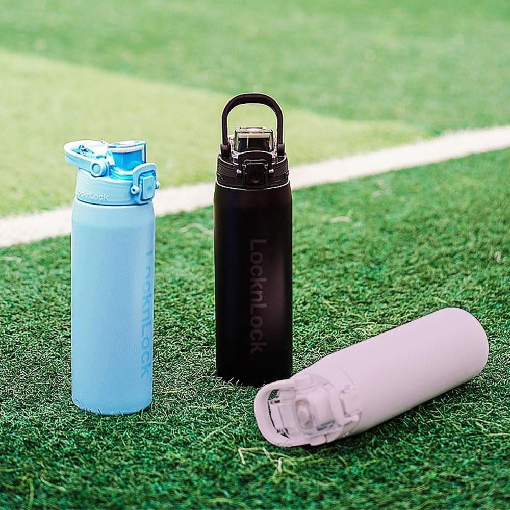 LocknLock Thermoflasche Edelstahl-Thermoflasche 720 ml, One-Touch, Tragegriff, rutschfest, auslaufsicher, kohlensäuregeeignet – Bild 2 von 5