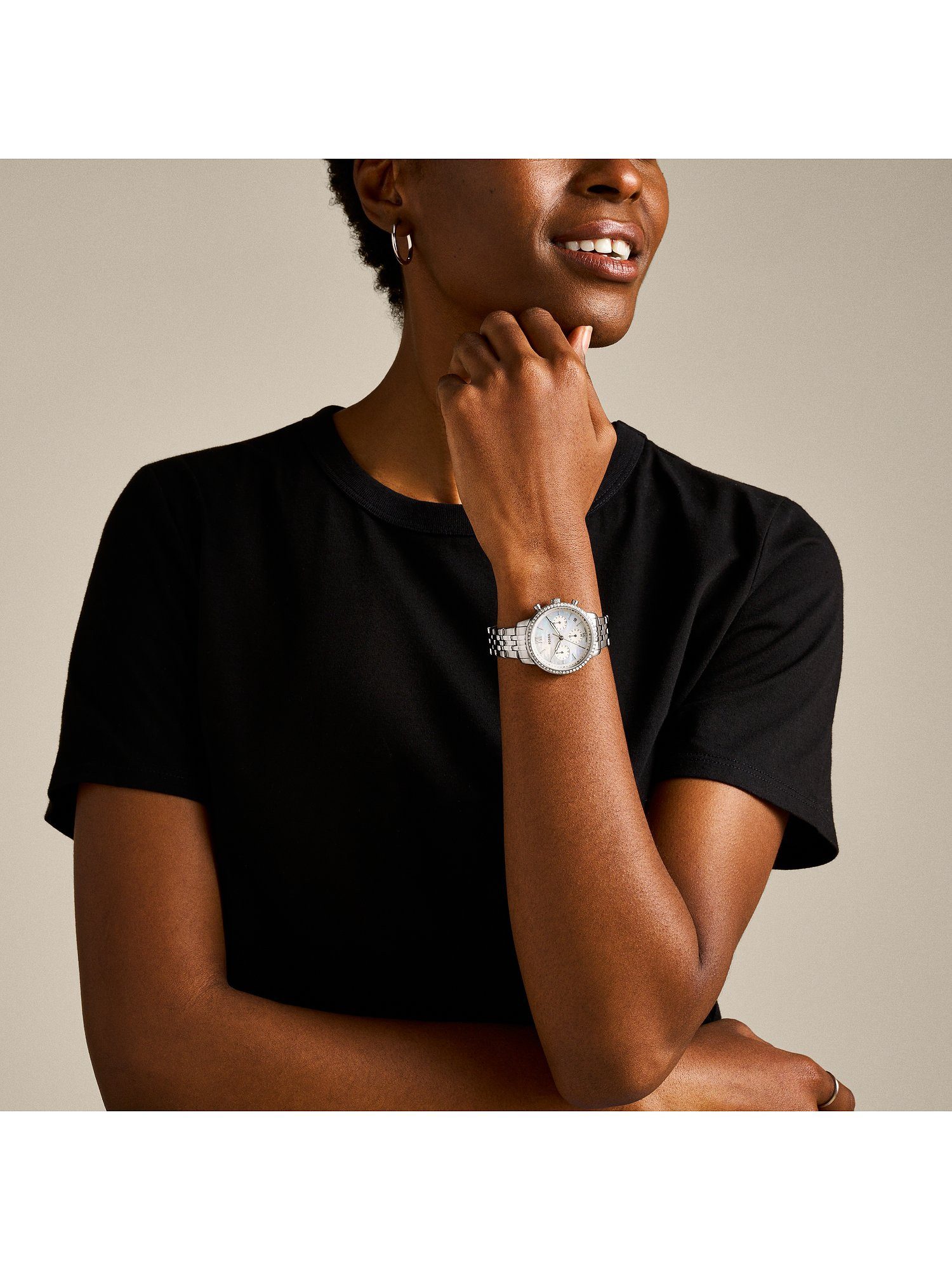 Fossil Chronograph Fossil Damen-Uhren Analog Quarz