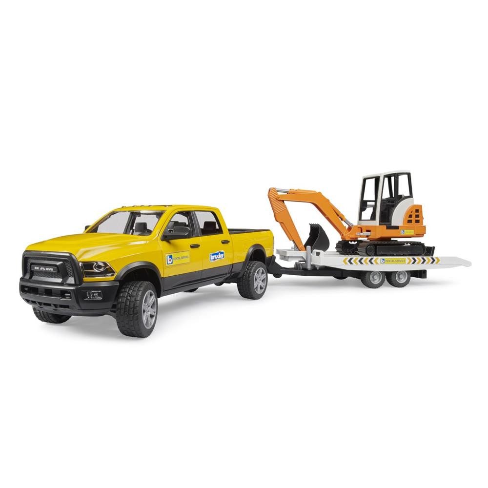 Bruder® Spielzeug-Auto Spielzeug-Bauset mit Pick-up, Anhänger und Minibagger, beweglicher Baggerarm, Türen zum Öffnen, Maßstab 1:16, ab 4 Jahren