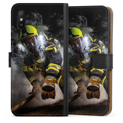 DeinDesign Handyhülle Feuerwehr Feuerwehrmann Feuer Smokediver, Xiaomi Redmi 9A Hülle Handy Flip Case Wallet Cover Handytasche Leder