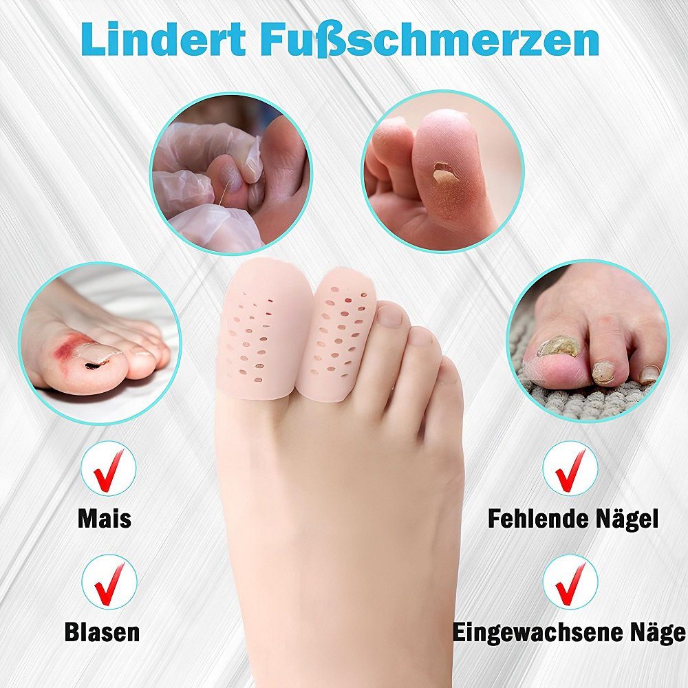COOL-i ® Zehenschutzpolster Zehenschutzkappen – 16 Stück (S/M/L), Silikon – gegen Blasen, Druckstellen, Hühneraugen & eingewachsene Nägel – wiederverwendbar