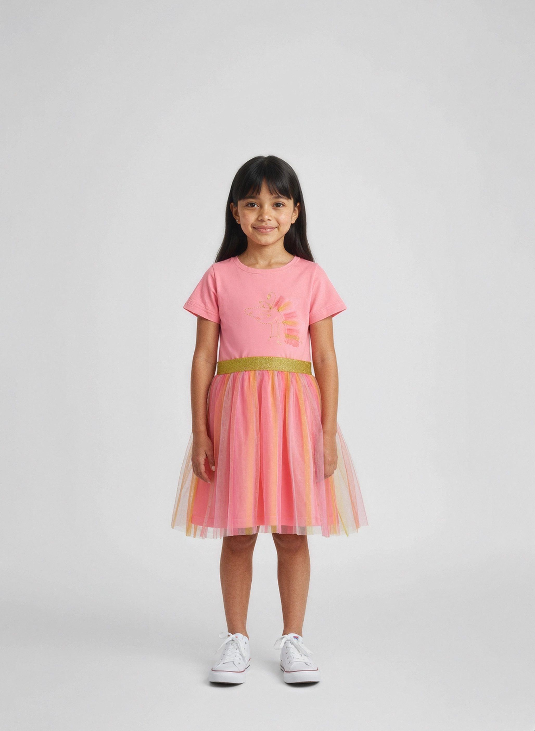 Blue Seven Jerseykleid (1-tlg) mit aufgesetztem Tüllrock und tollem Frontmotiv