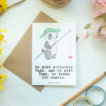 Mr. & Mrs. Panda Grußkarte Panda Angeln - Weiß - Geschenk, Grußkarte, Dankeschön, Klappkarte, Au, Matte Innenseite