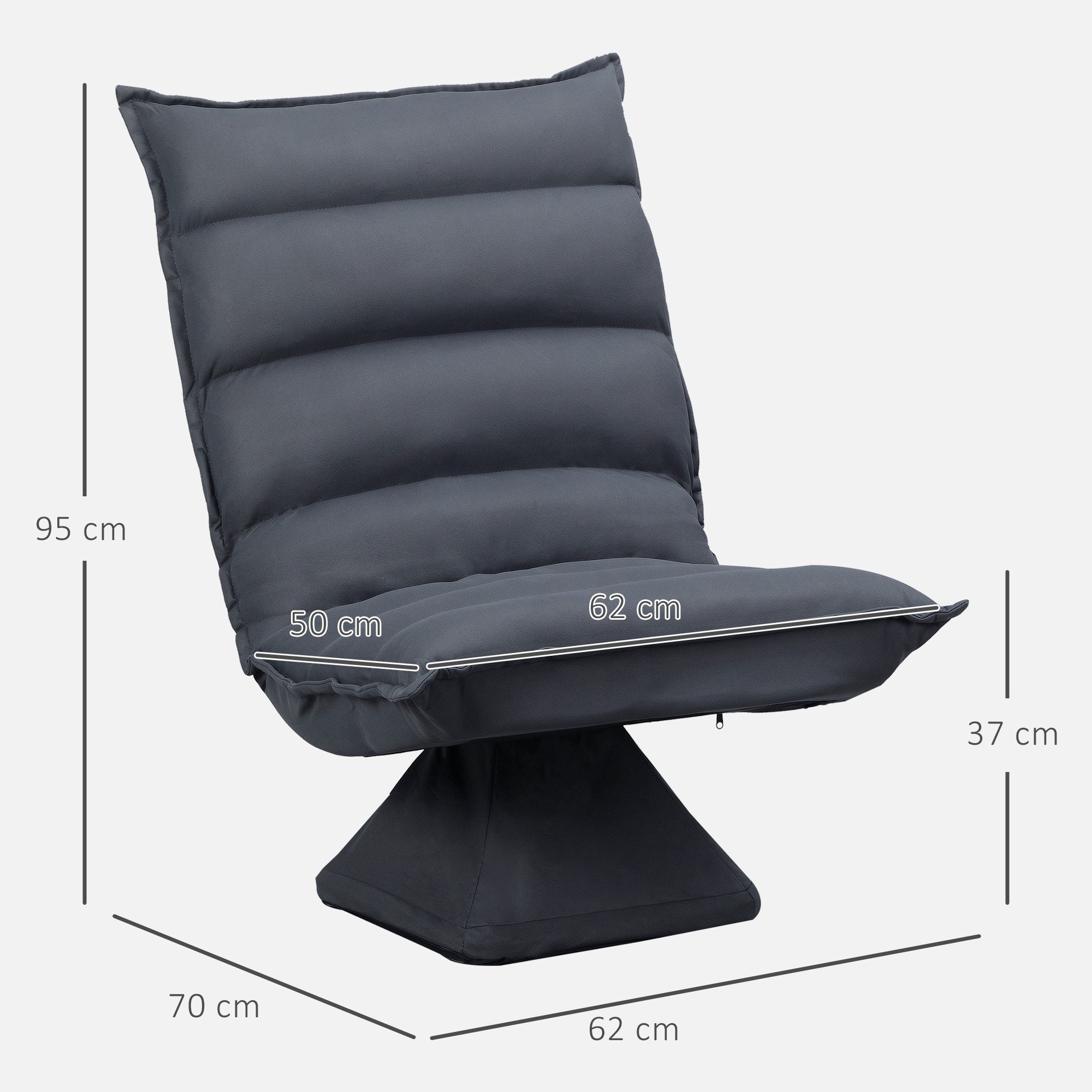 HOMCOM Relaxsessel Bodenstuhl 360° drehbar Bodensessel verstellbare Rückenlehne (Bodensofa, 1-St., Sessel), für Wohnzimmer, Dunkelgrau – Bild 3 von 5
