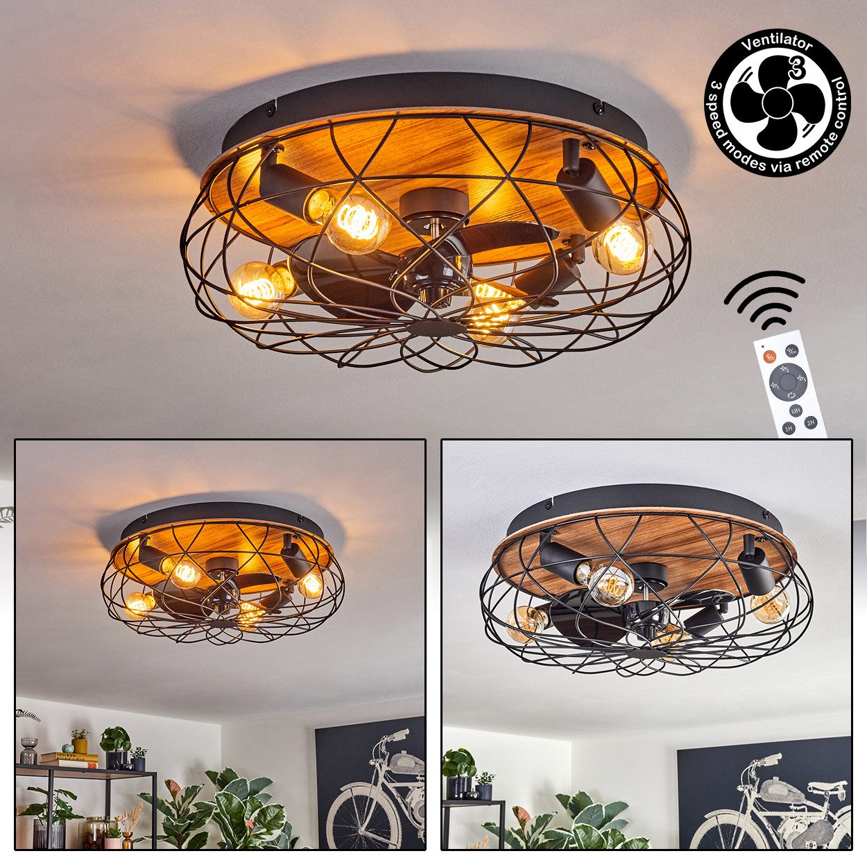 hofstein Deckenventilator Ventilator aus Metall/MDF in günstig online kaufen