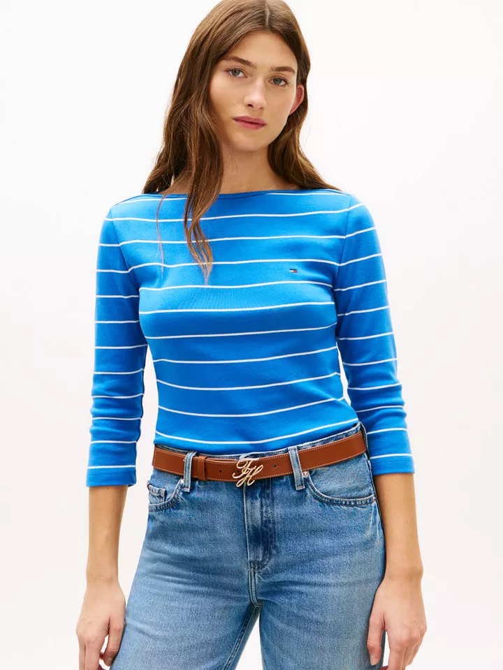 Tommy Hilfiger 3/4-Arm-Shirt NEW CODY SLIM BOAT-NECK mit Logostickerei