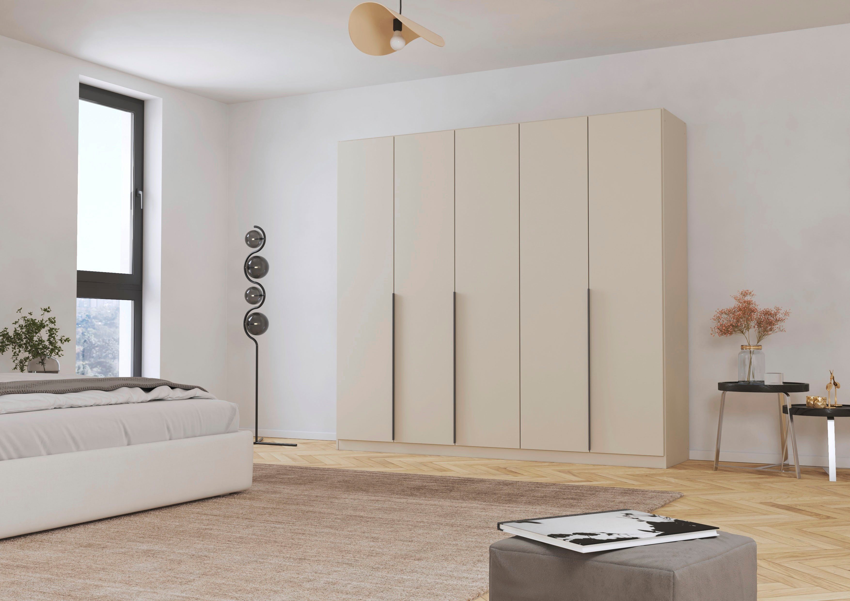 OTTO home Drehtürenschrank Kleiderschrank Schrank Garderobe AGORDO Schlafzimmer (in zwei Griff-Farben, Breiten 91-405 cm, Dekor- oder Hochglanzfront) durchdachte Innenausstattung, in 8 Breiten und 2 Höhen MADE IN GERMANY