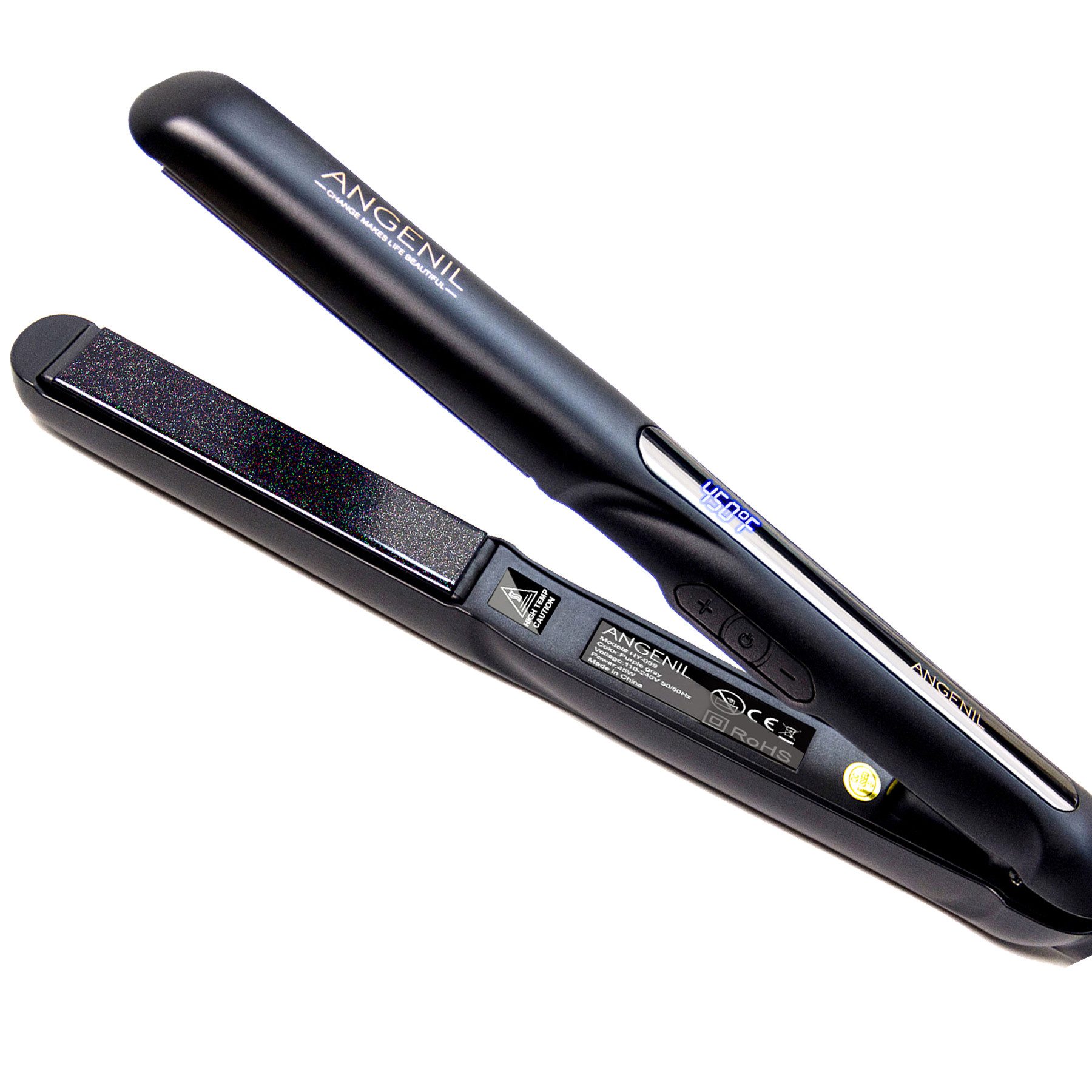ANGENIL Glätteisen Ionen, 1 Zoll, tragbar, für Damen, Lockenstab mit doppelter Spannung, 2-in-1, professionelle Keramikplatte