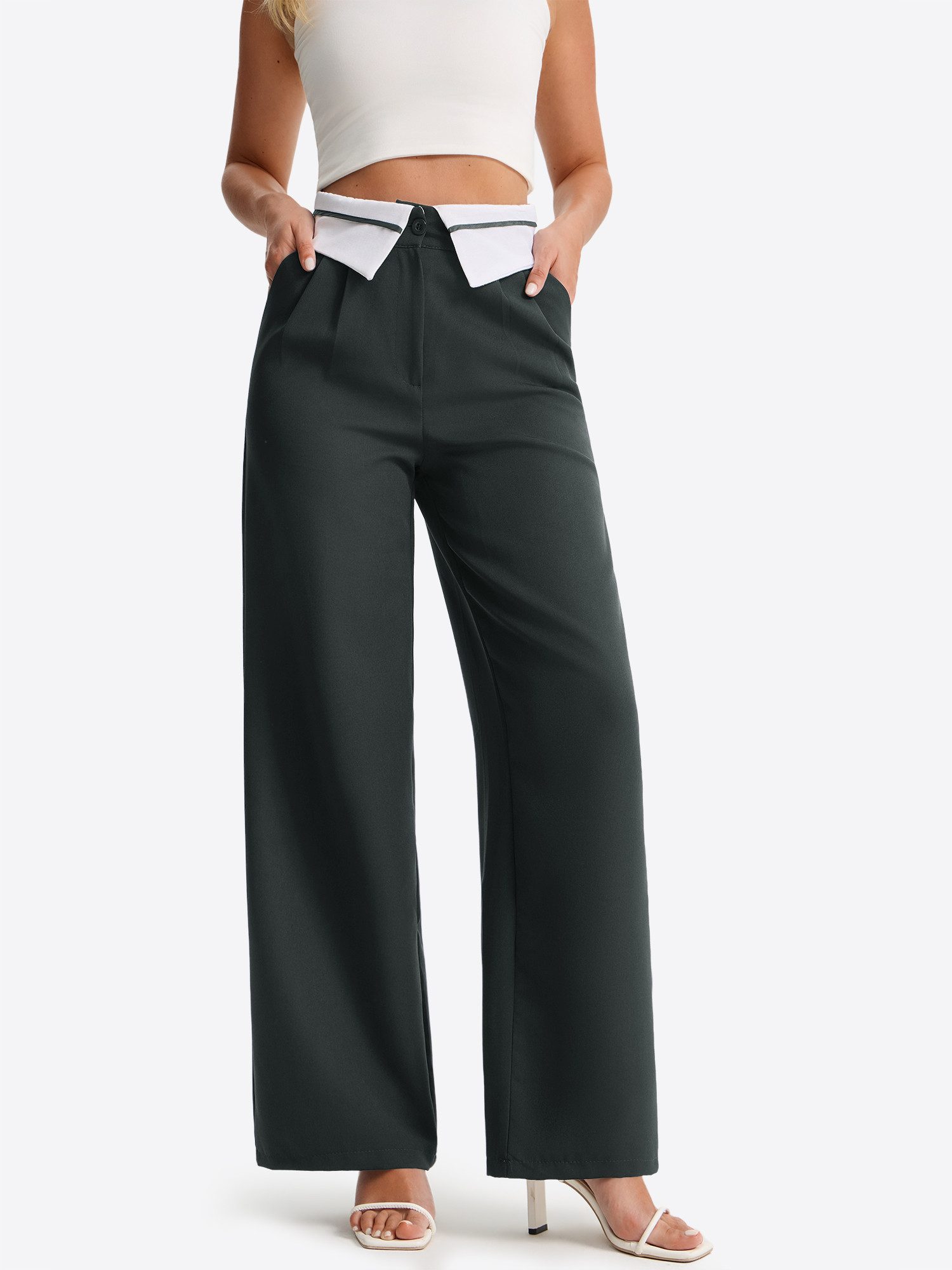 Imily Bela Anzughose Damen Hochgeschnittene Weite Hose (Packung, 1-tlg., 1per-Pack) Hoch