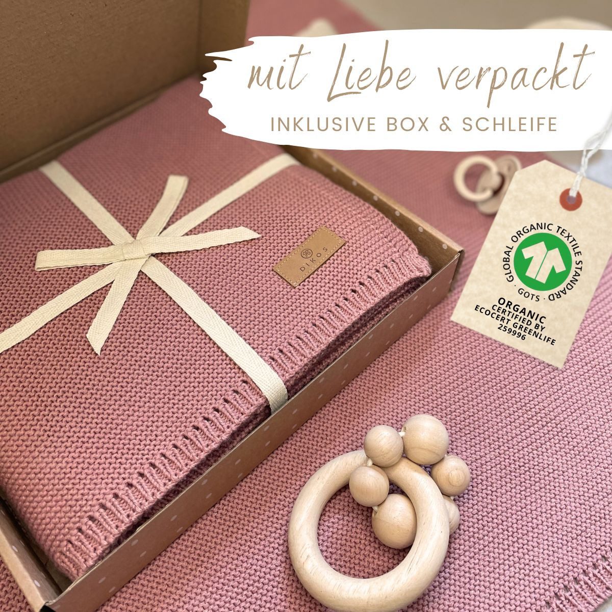 Babydecke DIKOS® Babydecke aus *100%* Bio Baumwolle atmungsaktiv clean, DIKOS, PREMIUM Qualität atmungsaktiv, nachhaltig, plastikfrei, kuschelweich