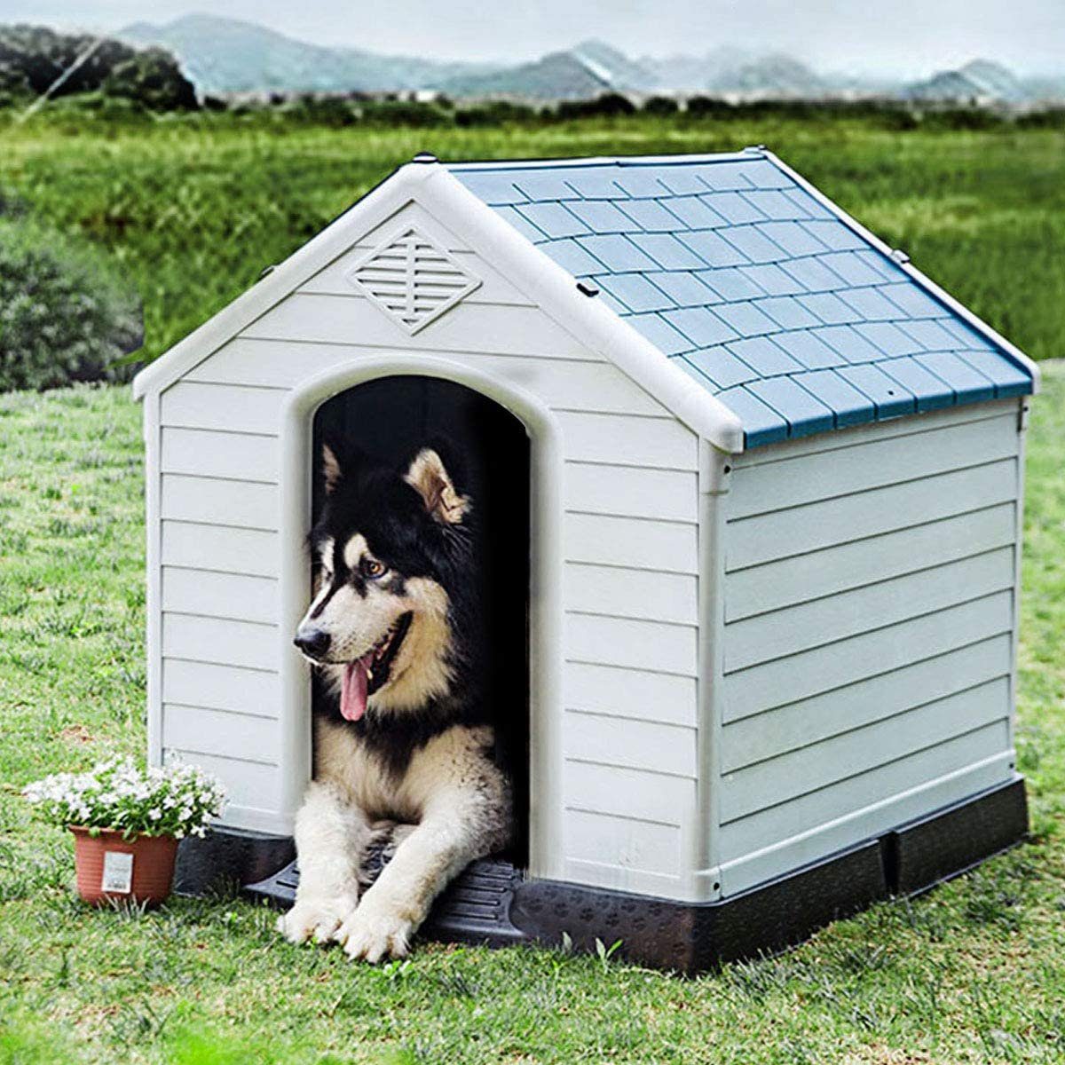 COSTWAY Hundehütte Hundehaus, Hundehöhle, für Drinnen & Draußen, 70x65x71,5 cm