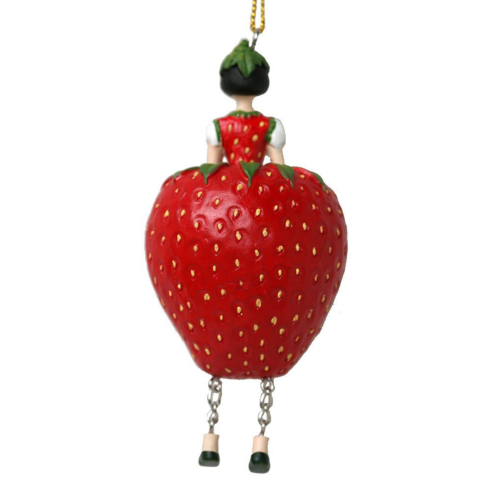 ROSEMARIE SCHULZ Heidelberg Dekofigur Blumenmädchen Figur Erdbeere zum Hängen Dekoobjekt Sammlerstück, Sammlerstück – Bild 3 von 4