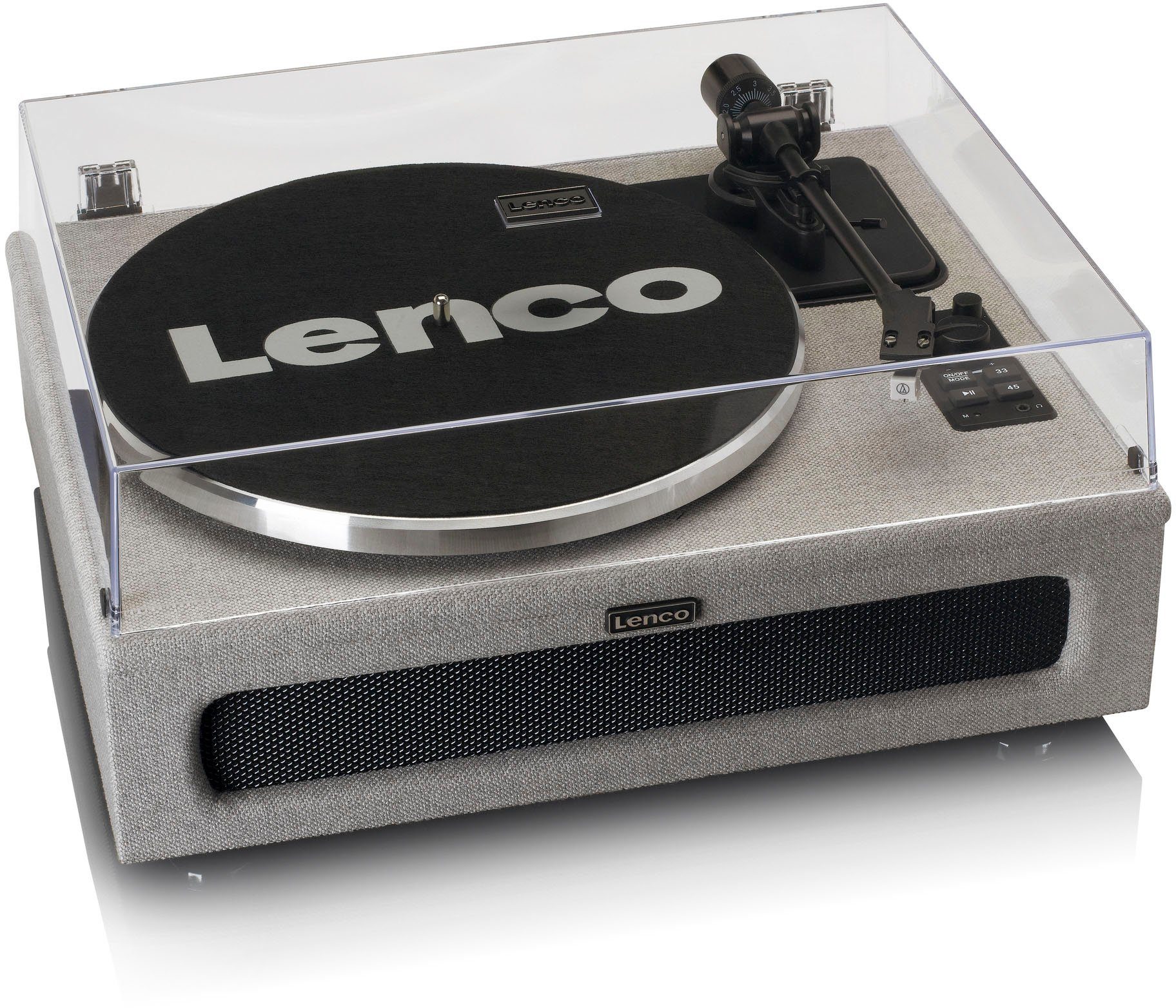 Lenco LS-440 Plattenspieler 4 Lautsprechern) Grau eingebauten Bluetooth, mit (Riemenantrieb