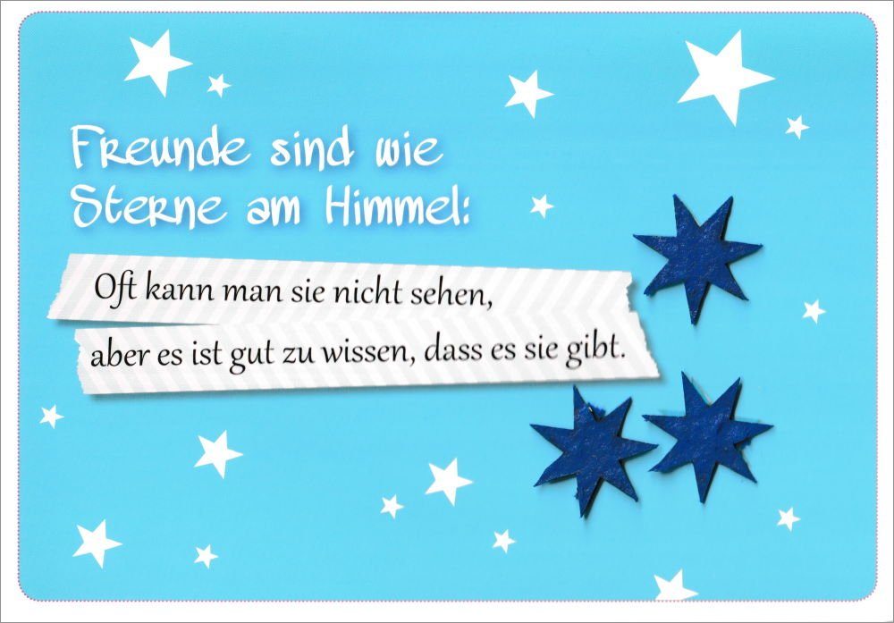 Postkarte Grußkarte mit Blumensamen "Freunde sind wie Sterne am Himmel